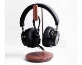 Universal Wooden Brass Headphone Stand Hanger with Cable Holder