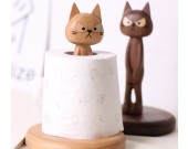 Whimsical Wooden Cat Toilet Paper Holder