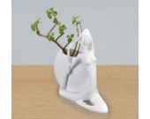 White Ceramic Art  Flower Pot 