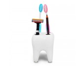 White Ceramic Tooth Shaped Toothbrush Holder Stand 