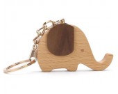 Wood Elephant Keyring Keychain 