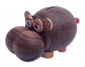Wood Hippo Coin Bank Money Saving Box