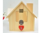 Wood  House Money Box Piggy Bank