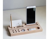 2pcs Wood Office Desk Organizer Set - Phone Stand / Pencil Holder / Business Card Holder