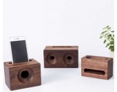 Black Walnut Wood Phone Sound Amplifier Trumpet Holder Amplifier Loudspeaker