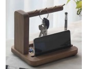 Black Walnut Wooden Key Rack Desk Organizer  Pen Pencil Holder Phone Stand Holder