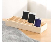 Wooden 20 Storage Compartments Multifunctional Storage Box for Cell Phones Holder Desk Supplies Organizer