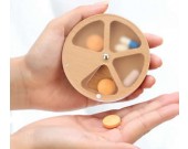 Wooden 4 Slots Portable Pill Box Jewelry Tins Storage Organizer 