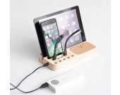 Wooden 4 USB Port Charging Docking Station for Smartphones and Tablets