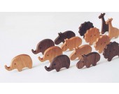 Wooden Animal Ornaments Elephant, Giraffe, Hippo, lion, 4 Pieces 