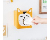 Wooden Big Face Cat Wall Tissue Box
