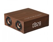 Wooden Bluetooth Alarm Clock Stereo Speaker 