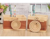 Wooden Camera Model Pen Holder Desktop Decoration Gift