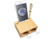 Wooden Phone Holder Cell Phone Sound Amplifier Stand Holder With Pen Stand