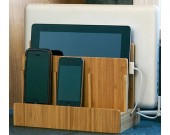 Bamboo Charging Organization Station Dock Stand