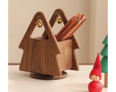 Wooden Christmas Tree Shaped Desktop Organizer Pen Holder