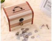 Wooden Coin Bank Money Saving Box