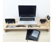 Wooden Computer Monitor Stand Riser - Laptop Stand and Desk Organizer with Keyboard Storage 