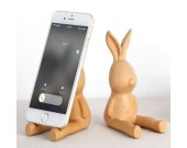 Wooden Cute Rabbit Cell Phone Stand Holder 