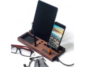 Wood Office Desk Organizer with iPad Stand, Phone Holder  With 4 Port USB 3.0 Hub