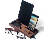 Wooden Desktop Organizer Computer Desk Accessories With 4 Port USB 3.0 Hub 