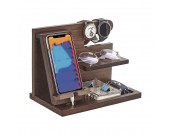 Wooden Desktop Organizer for Phones, Glasses, and Watches