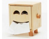  Wooden Smiley Face Tissue Box,Natural wood color