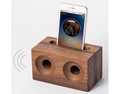  Black Walnut Wooden Speaker Sound Amplifier Stand Dock for SmartPhone