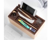 Wooden Multi-function Desk Organizer Tissue Box Storage Box