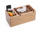 Wooden Multi-Function Tissue Box Cover Desktop Remote Control Holder Storage Box