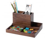 Wooden Multi-Functional Desk Organizer Box & TV Remote Control Holder/Pen Pencil Holder