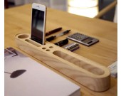 Wooden Business Card/Pen/Pencil/Mobile Phone Stand Caddy Office Supplies Desktop Stationery Storage Box