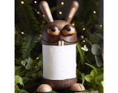 Wooden Bunny Paper Towel Holder with Big Eyes