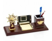 Wooden  Desk Organizer Pen Pencil Holder,Ship Wheel