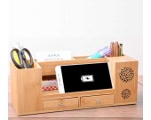  Wooden Struction Multi-function Desk Stationery Organizer Storage Box with Small Drawers