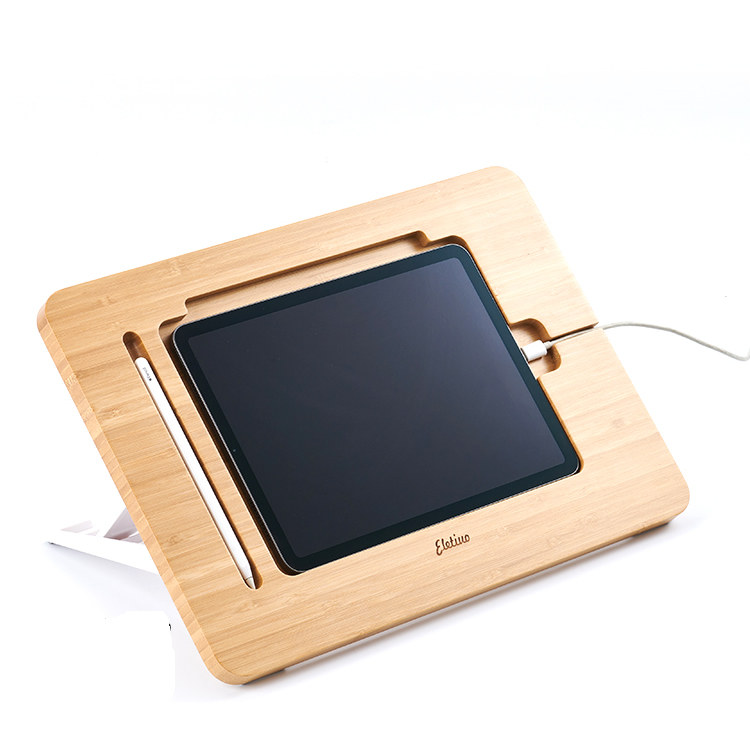 Bamboo Wood Ipad Stand, Adjustable Drawing Reading Stand