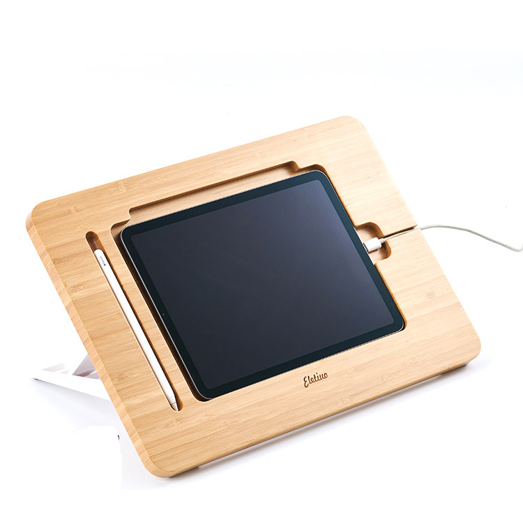 Bamboo Wood Ipad Stand, Adjustable Drawing Reading Stand
