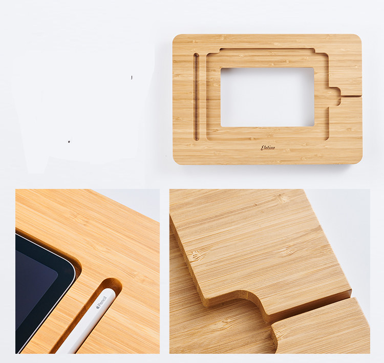 Bamboo Wood Ipad Stand, Adjustable Drawing Reading Stand