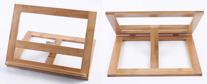   Bamboo Adjustable Reading Rest holder Cookbook Cook Stand / iPad & Tablet Holder 