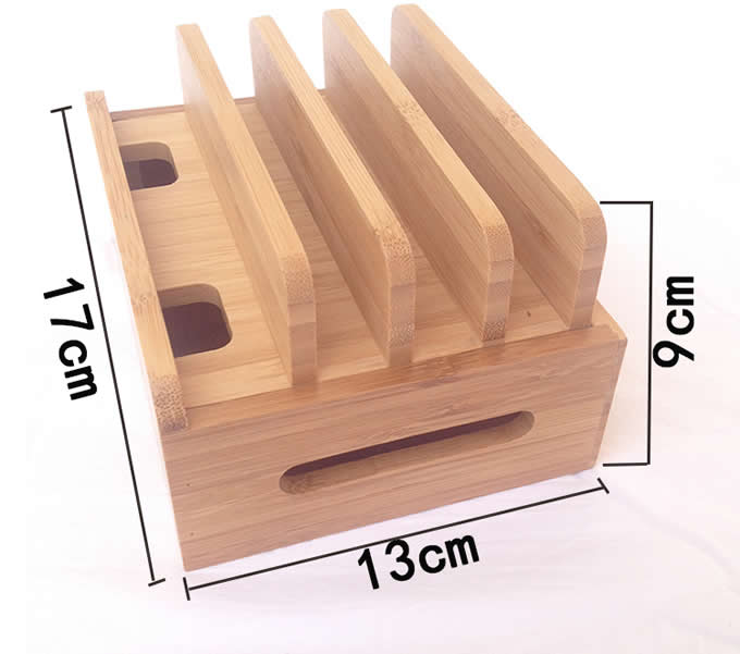  Bamboo Multi- Device Desktop Organizer  Charging Station For Smart Phones, Tablets and Laptops  