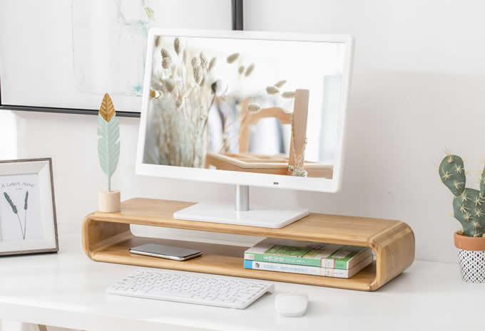   Bamboo Multi-Purpose Monitor Display Stand Enhancer Bracket 