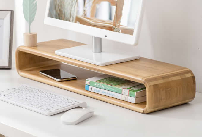   Bamboo Multi-Purpose Monitor Display Stand Enhancer Bracket 