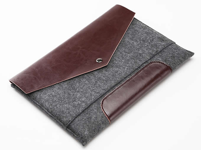 Leather and Wool Felt sleeve case for Apple MacBook 