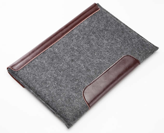 Leather and Wool Felt sleeve case for Apple MacBook 