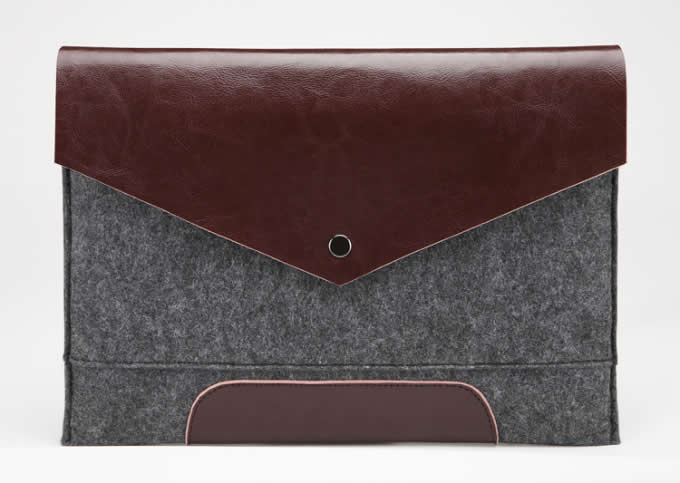 Leather and Wool Felt sleeve case for Apple MacBook 