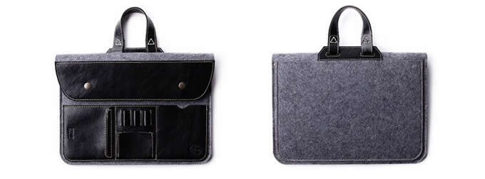 Gray Felt Case Leather Front Bag Magnetic Button Sleeve for Apple 12