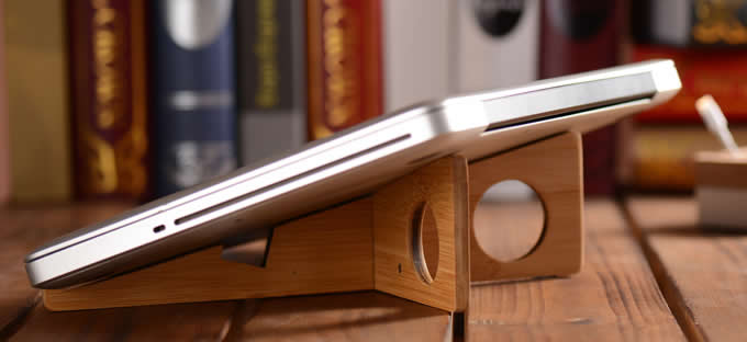  Portable Bamboo Wooden Desktop Folding Holder for Tablets iPad Laptop 