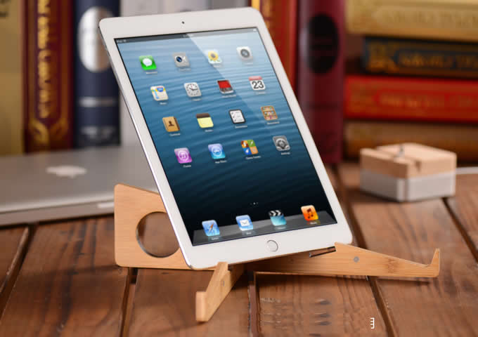  Portable Bamboo Wooden Desktop Folding Holder for Tablets iPad Laptop 