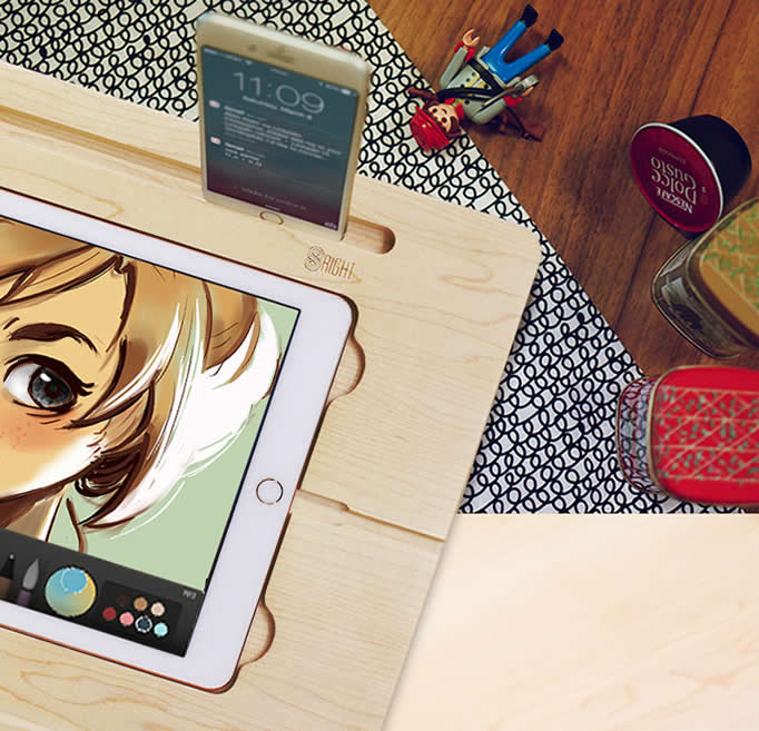    Wooden Canvas Smart Board Drawing Desk with Stand For Apple iPad 
