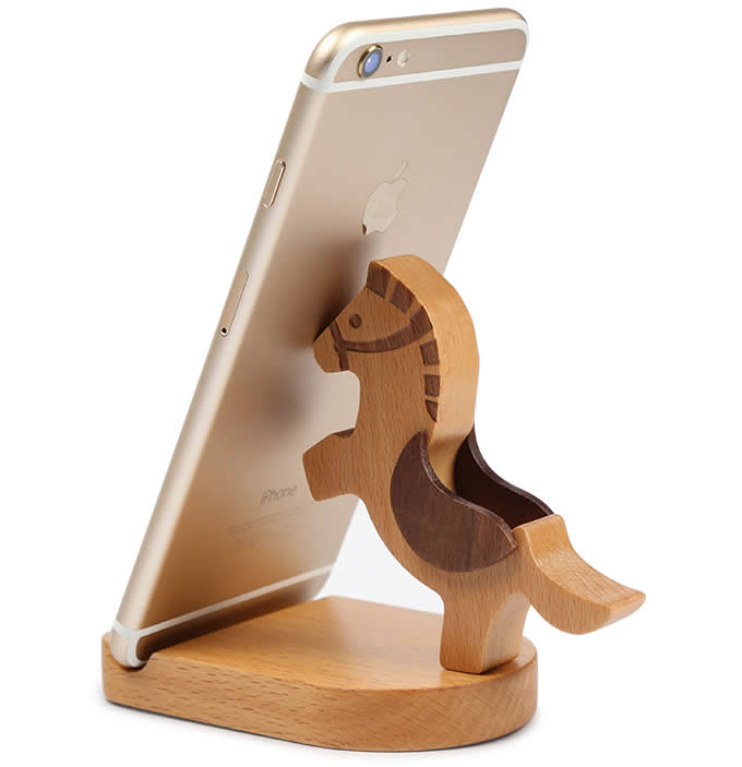 Wooden Horse Multi-function Ipad/Cell Phone Stand